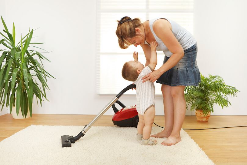 Vacuuming carpet