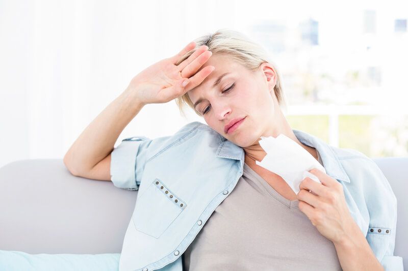 Woman Struggling due to indoor air quality